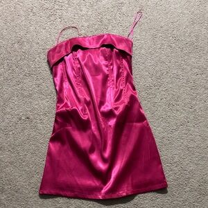 Pink Satin Mini Dress
